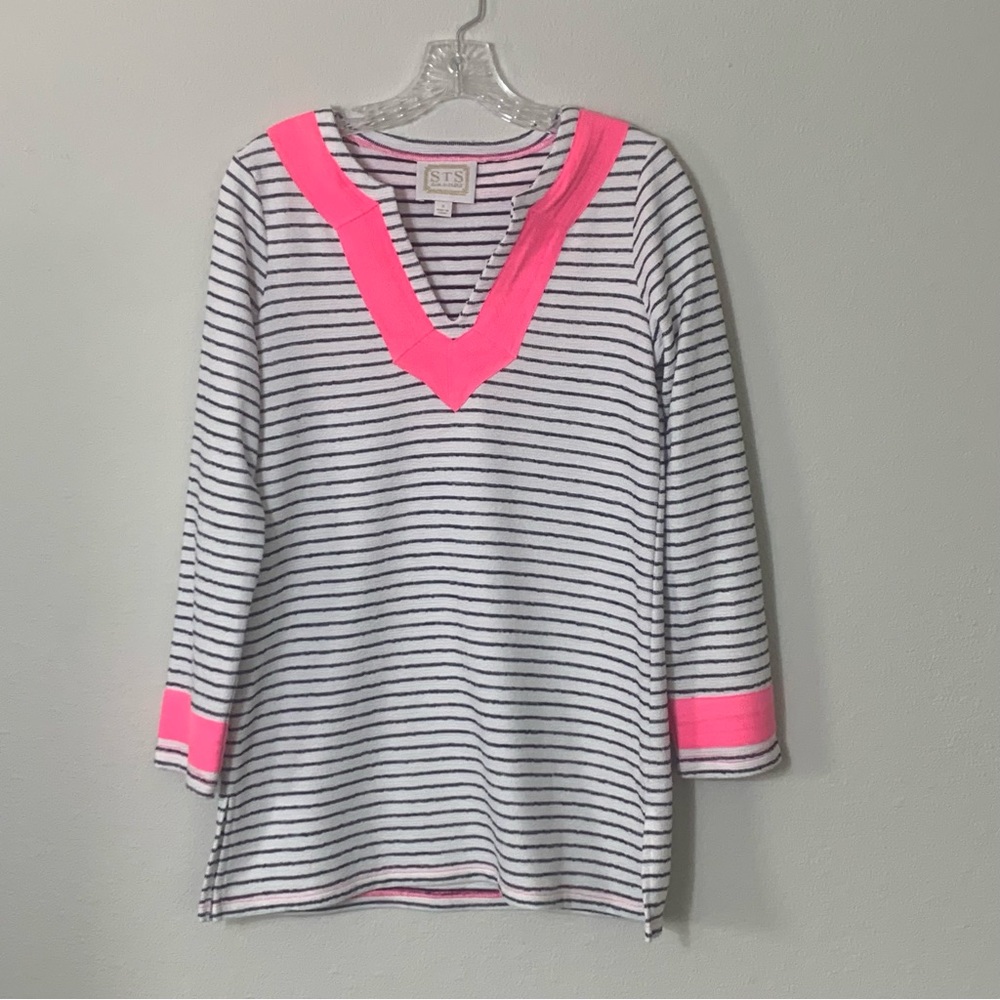 Sail to Sable STS stripped embroidered long sleeve tunic size S nautical